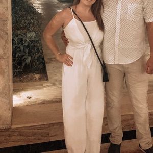 White spaghetti strap jumpsuit